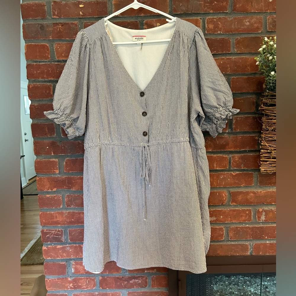 Striped Short Sleeve Dress 2x by Andree by Unit